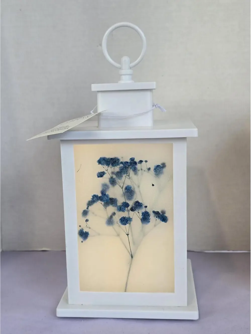 Set of 2 New Cypress brand White Decorative Lanterns with Floral Design